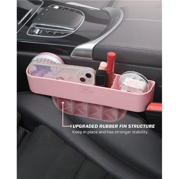 2 Pack Pink Gap Filler Organizer,Silicone Console Storage Box for Car Front Seat - Picture 4 of 6